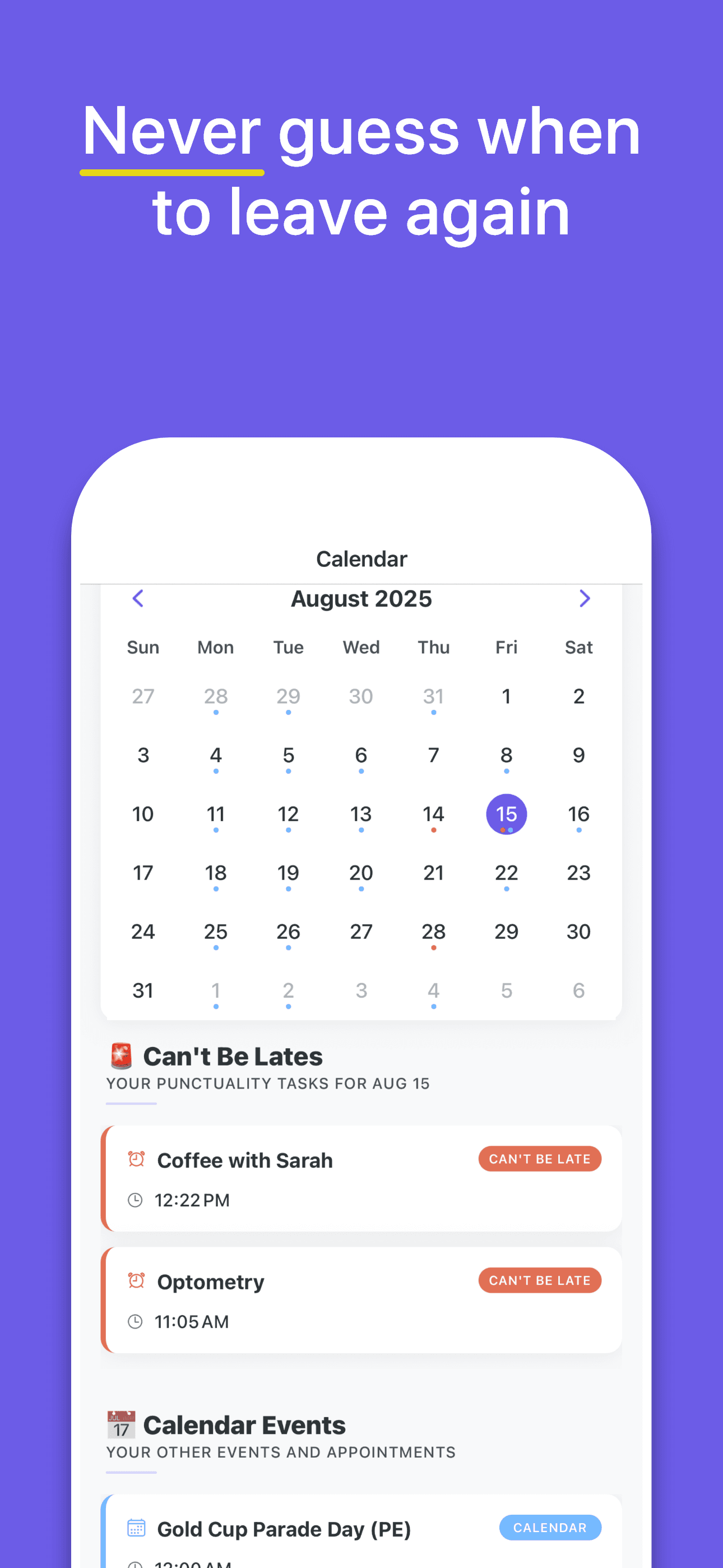 A time-to-leave push notification on the iPhone lock screen